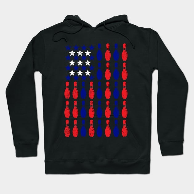 American Flag Bowling Bowler Bowling Team Hoodie by ChrifBouglas